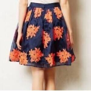MAEVE ANTHROPOLOGIE POME BLOSSOM TULE‎ EMBROIDERED SKIRT SIZE S